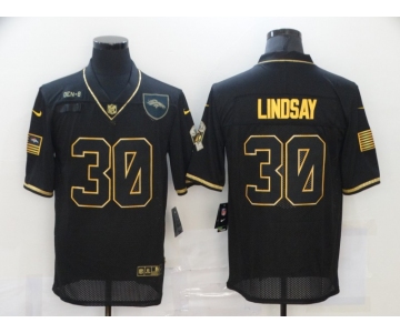 Men's Denver Broncos #30 Phillip Lindsay Black Gold 2020 Salute To Service Stitched NFL Nike Limited Jersey