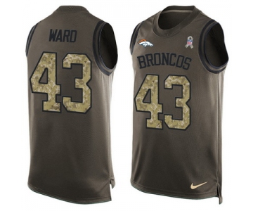 Men's Denver Broncos #43 T.J. Ward Olive Green Salute To Service Hot Pressing Player Name & Number Nike NFL Tank Top Jersey