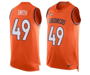 Men's Denver Broncos #49 Dennis Smith Orange Hot Pressing Player Name & Number Nike NFL Tank Top Jersey