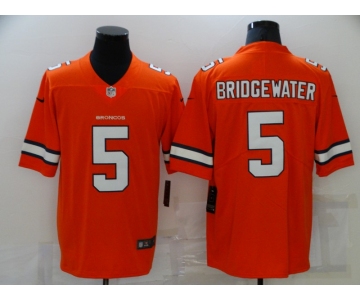 Men's Denver Broncos #5 Teddy Bridgewater Orange 2021 Color Rush Stitched NFL Nike Limited Jerse