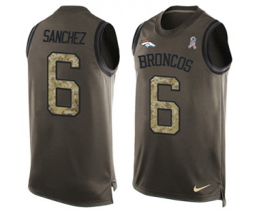 Men's Denver Broncos #6 Mark Sanchez Olive Green Salute To Service Hot Pressing Player Name & Number Nike NFL Tank Top Jersey