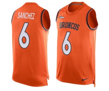Men's Denver Broncos #6 Mark Sanchez Orange Hot Pressing Player Name & Number Nike NFL Tank Top Jersey
