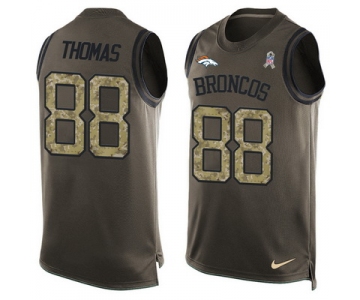 Men's Denver Broncos #88 Demaryius Thomas Olive Green Salute To Service Hot Pressing Player Name & Number Nike NFL Tank Top Jersey