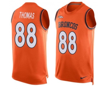 Men's Denver Broncos #88 Demaryius Thomas Orange Hot Pressing Player Name & Number Nike NFL Tank Top Jersey