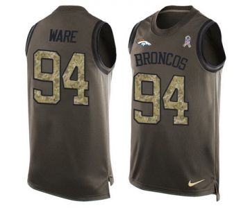 Men's Denver Broncos #94 DeMarcus Ware Olive Green Salute To Service Hot Pressing Player Name & Number Nike NFL Tank Top Jersey