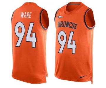 Men's Denver Broncos #94 DeMarcus Ware Orange Hot Pressing Player Name & Number Nike NFL Tank Top Jersey