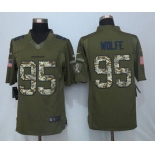 Men's Denver Broncos #95 Derek Wolfe Green Salute To Service 2015 NFL Nike Limited Jersey