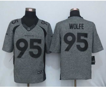Men's Denver Broncos #95 Derek Wolfe Nike Gray Gridiron 2015 NFL Gray Limited Jersey