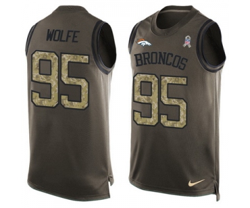 Men's Denver Broncos #95 Derek Wolfe Olive Green Salute To Service Hot Pressing Player Name & Number Nike NFL Tank Top Jersey