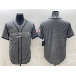 Men's Denver Broncos Blank Gray With Patch Cool Base Stitched Baseball Jersey