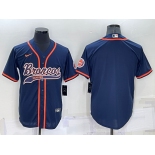 Men's Denver Broncos Blank Nvay Blue Stitched Cool Base Nike Baseball Jersey