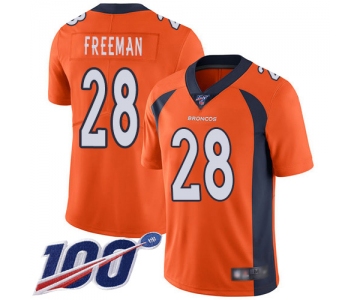 Nike Broncos #28 Royce Freeman Orange Men's Stitched NFL 100th Season Vapor Limited Jersey