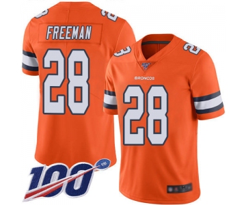 Nike Broncos #28 Royce Freeman Orange Men's Stitched NFL Limited Rush 100th Season Jersey