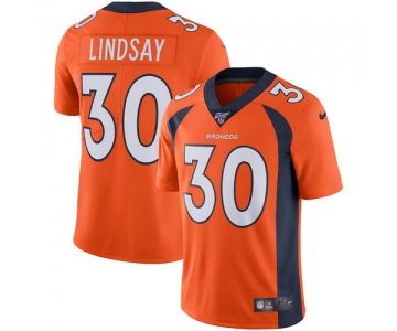 Nike Broncos 30 Phillip Lindsay Orange 100th Season Vapor Untouchable Limited Jersey