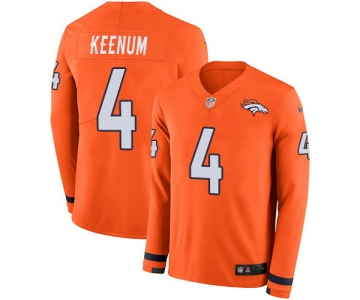 Nike Broncos 4 Case Keenum Orange Team Color Men's Stitched NFL Limited Therma Long Sleeve Jersey
