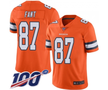 Nike Broncos #87 Noah Fant Orange Men's Stitched NFL Limited Rush 100th Season Jersey
