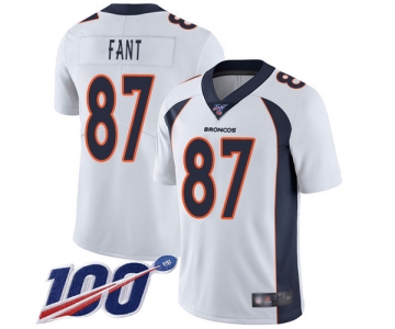 Nike Broncos #87 Noah Fant White Men's Stitched NFL 100th Season Vapor Limited Jersey