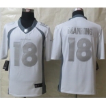 Nike Denver Broncos #18 Peyton Manning Platinum White Limited Jersey