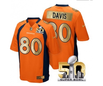 Pro Order Denver Broncos Jersey 80 Vernon Davis Orange Super Bowl 50 Limited Jerseys