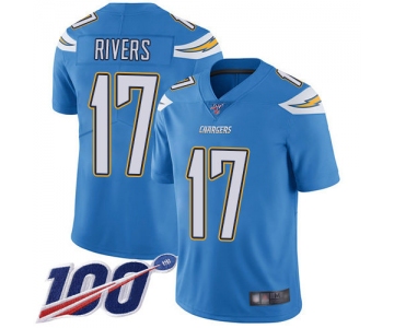 Chargers #17 Philip Rivers Electric Blue Alternate Men's Stitched Football 100th Season Vapor Limited Jersey