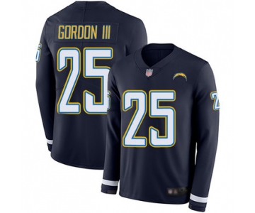 Chargers #25 Melvin Gordon III Navy Blue Team Color Men's Stitched Football Limited Therma Long Sleeve Jersey