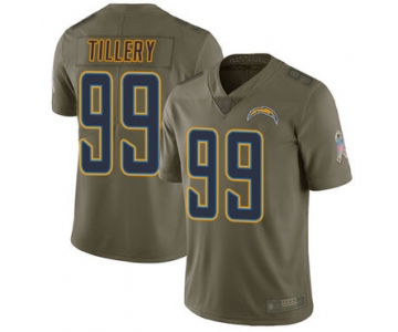 Chargers #99 Jerry Tillery Olive Men's Stitched Football Limited 2017 Salute to Service Jersey