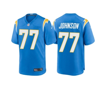 Men's Los Angeles Chargers #77 Zion Johnson Blue Limited Stitched Jersey