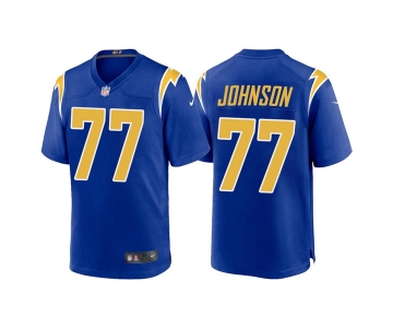 Men's Los Angeles Chargers #77 Zion Johnson Royal Limited Stitched Jersey