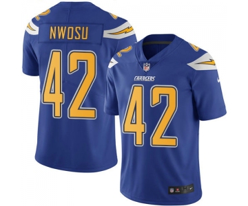Men's Nike Los Angeles Chargers #42 Uchenna Nwosu Electric Blue Stitched NFL Limited Rush Jersey