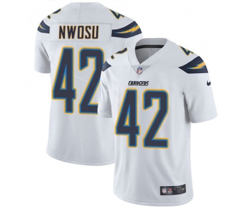 Men's Nike Los Angeles Chargers #42 Uchenna Nwosu White Stitched NFL Vapor Untouchable Limited Jersey