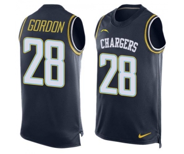 Men's San Diego Chargers #28 Melvin Gordon Navy Blue Hot Pressing Player Name & Number Nike NFL Tank Top Jersey