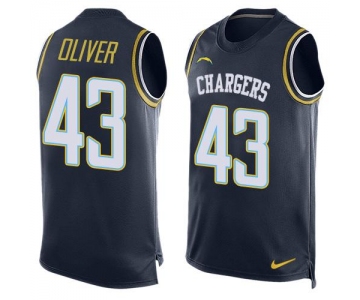 Men's San Diego Chargers #43 Branden Oliver Navy Blue Hot Pressing Player Name & Number Nike NFL Tank Top Jersey
