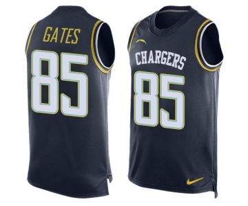 Men's San Diego Chargers #85 Antonio Gates Navy Blue Hot Pressing Player Name & Number Nike NFL Tank Top Jersey