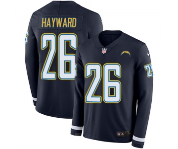 Nike Chargers 26 Casey Hayward Navy Blue Team Color Men's Stitched NFL Limited Therma Long Sleeve Jersey