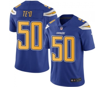 Nike Chargers #50 Manti Te'o Electric Blue Men's Stitched NFL Limited Rush Jersey