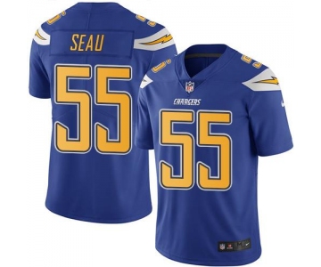 Nike Chargers #55 Junior Seau Electric Blue Men's Stitched NFL Limited Rush Jersey