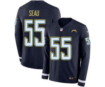 Nike Chargers 55 Junior Seau Navy Blue Team Color Men's Stitched NFL Limited Therma Long Sleeve Jersey