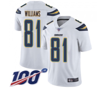 Nike Chargers #81 Mike Williams White Men's Stitched NFL 100th Season Vapor Limited Jersey