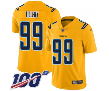 Nike Chargers #99 Jerry Tillery Gold Men's Stitched NFL Limited Inverted Legend 100th Season Jersey