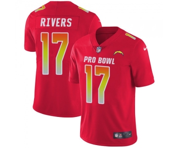 Nike Los Angeles Chargers #17 Philip Rivers Red Men's Stitched NFL Limited AFC 2019 Pro Bowl Jersey