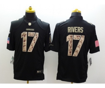 Nike San Diego Chargers #17 Philip Rivers Salute to Service Black Limited Jersey