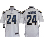 Nike San Diego Chargers #24 Ryan Mathews White Limited Jersey
