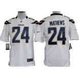 Nike San Diego Chargers #24 Ryan Mathews White Limited Jersey