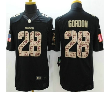 San Diego Chargers #28 Melvin Gordon Nike Salute to Service Nike Black Limited Jersey