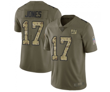 Giants #17 Daniel Jones Olive Camo Men's Stitched Football Limited 2017 Salute To Service Jersey