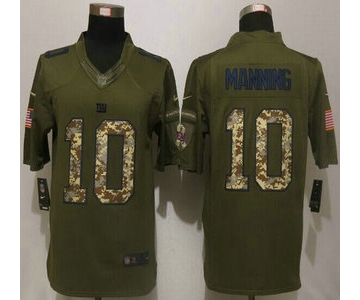 Men's New York Giants #10 Eli Manning Green Salute to Service 2015 NFL Nike Limited Jersey