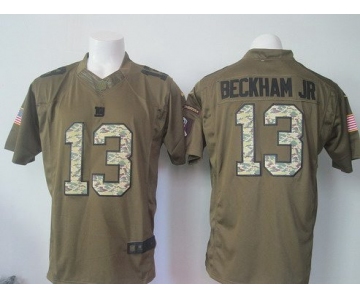 Men's New York Giants #13 Odell Beckham Jr Green Salute To Service 2015 NFL Nike Limited Jersey