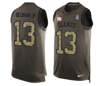Men's New York Giants #13 Odell Beckham Jr Green Salute to Service Hot Pressing Player Name & Number Nike NFL Tank Top Jersey