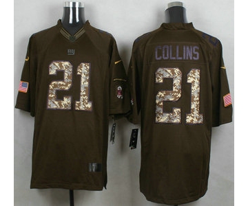 Men's New York Giants #21 Landon Collins Green Salute to Service 2015 NFL Nike Limited Jersey