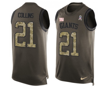 Men's New York Giants #21 Landon Collins Green Salute to Service Hot Pressing Player Name & Number Nike NFL Tank Top Jersey